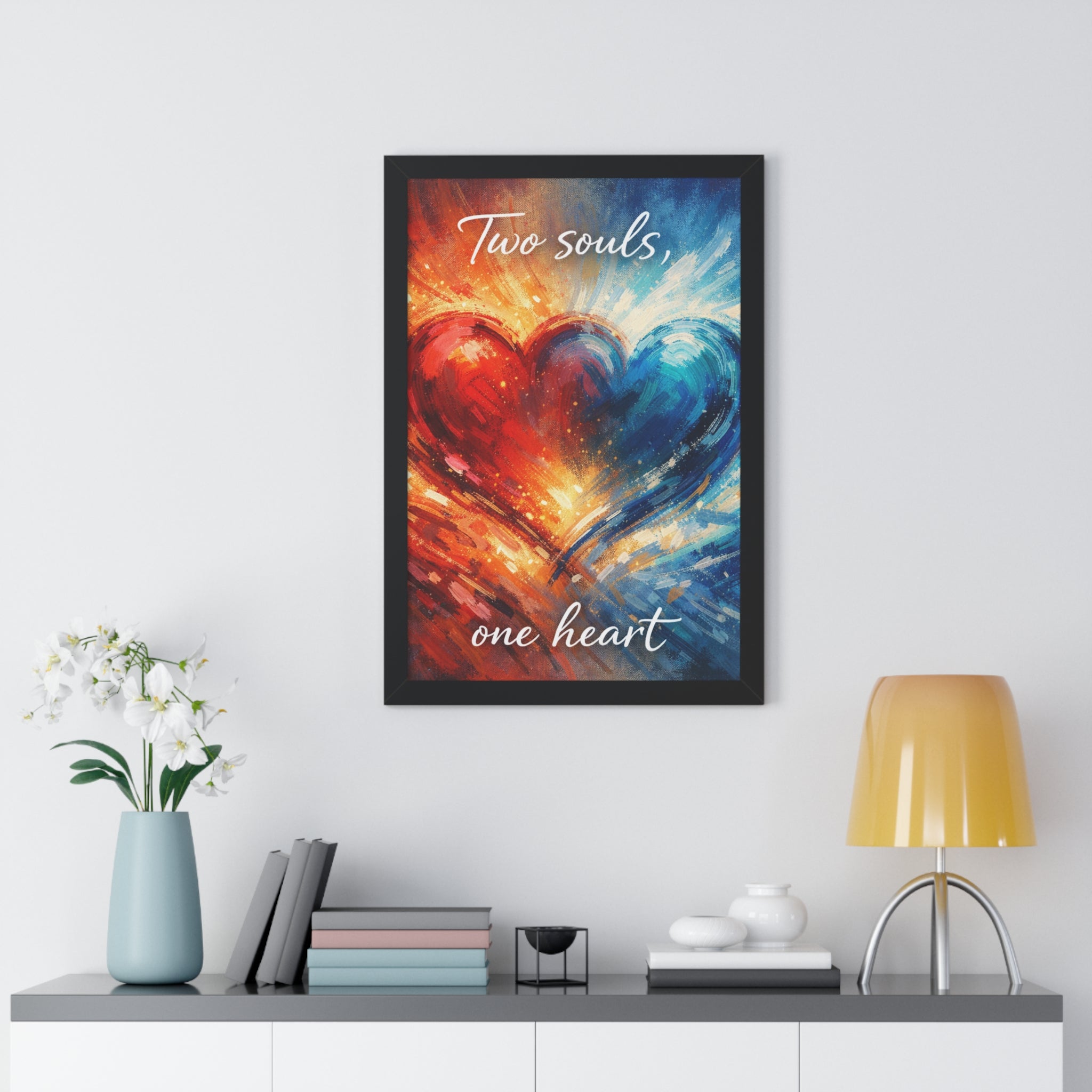 Two Souls One Heart Romantic Framed Poster