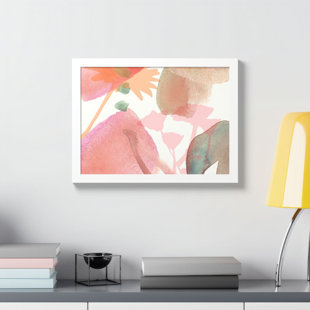 Multi-Color Abstract & Floral Design Framed Poster