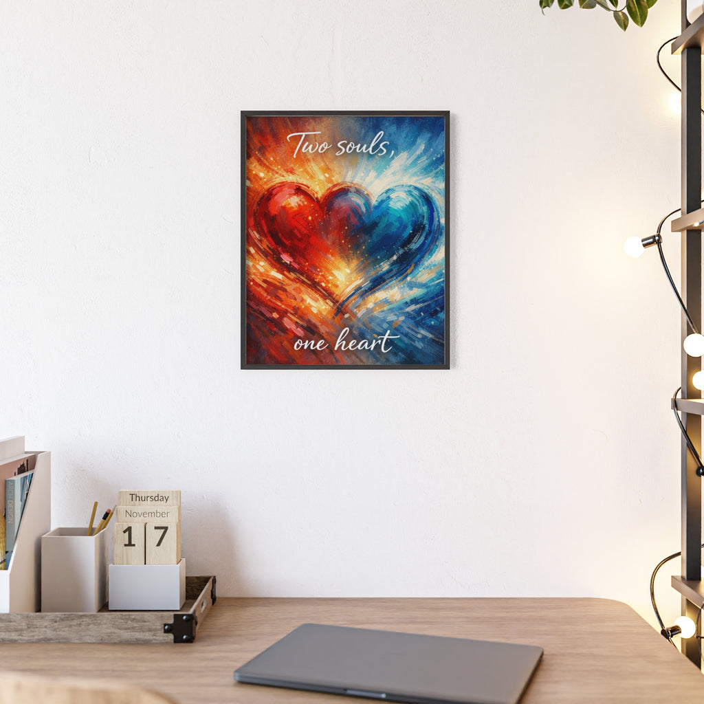 Two Souls One Heart Framed Poster — Romantic Heart Wall Art