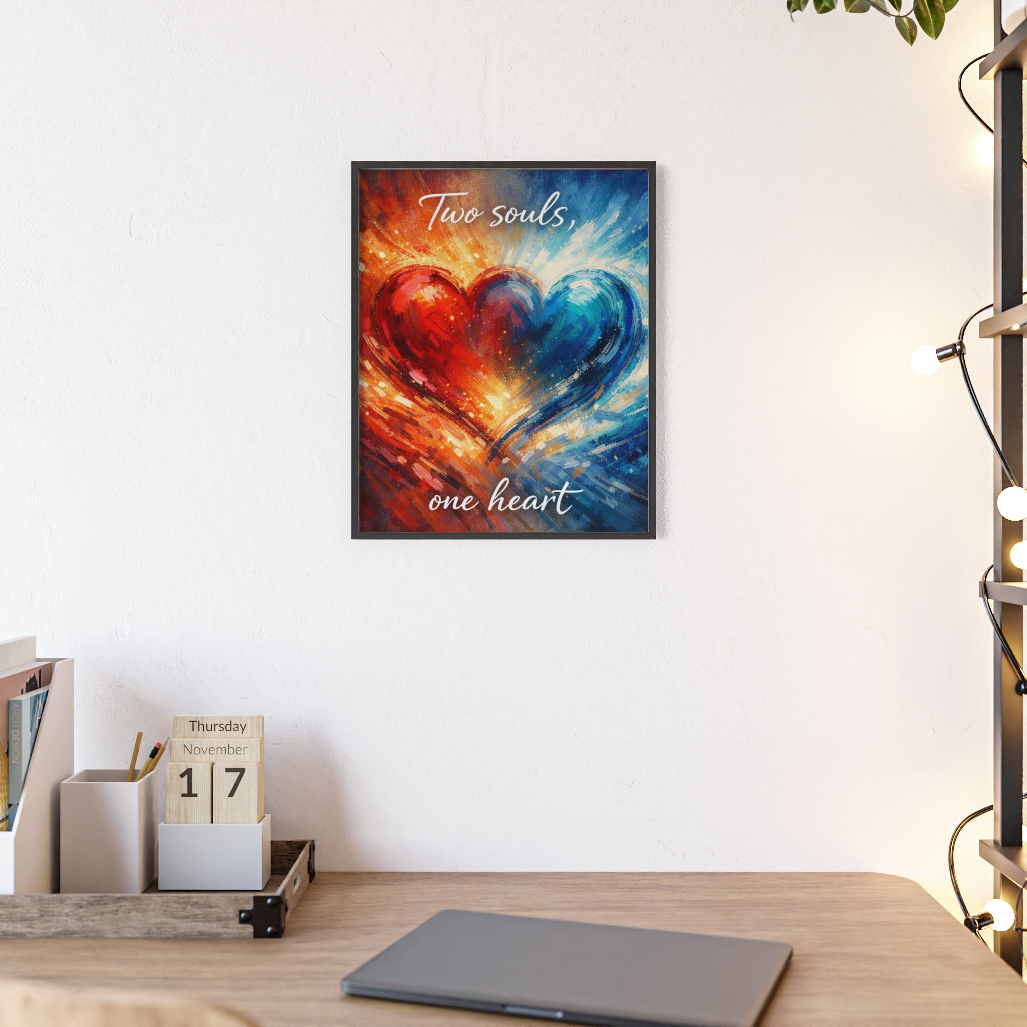 Two Souls One Heart Framed Poster — Romantic Heart Wall Art