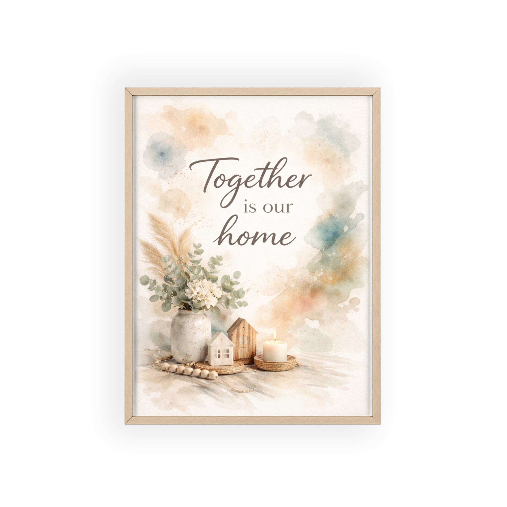Together Is Our Home Framed Poster Cozy Watercolor Floral Wall Art