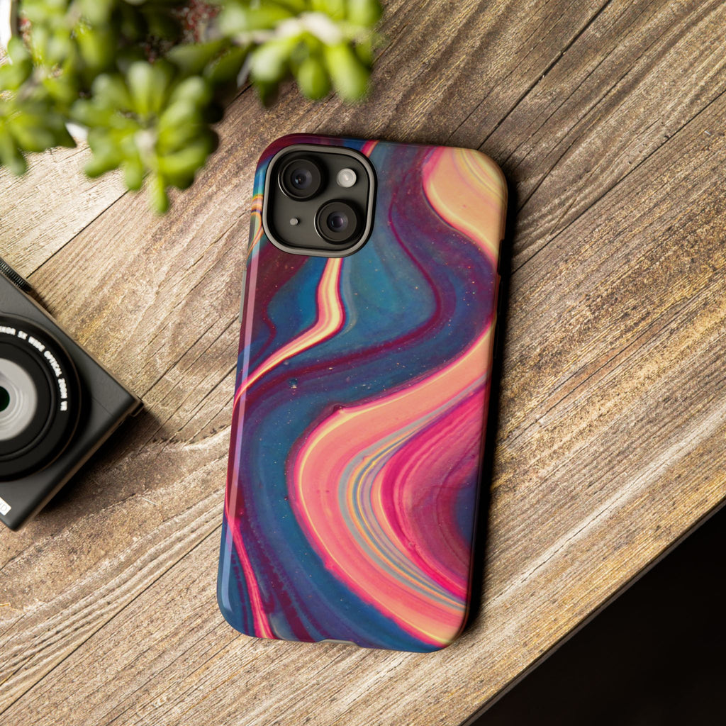 Colorful Wavy Marble Swirl Protective Phone Case