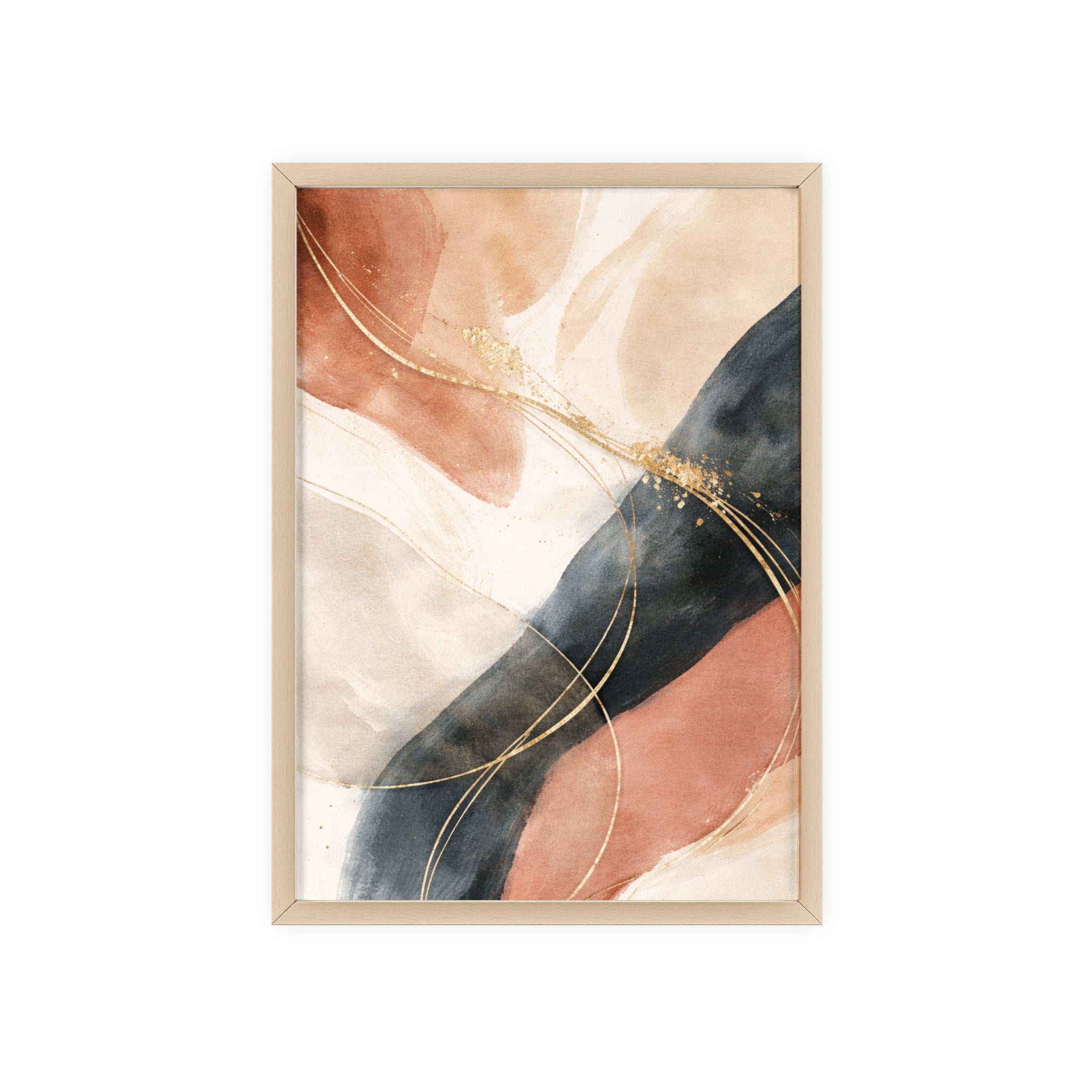 Abstract Gold Arc Framed Poster Modern Watercolor Wall Art