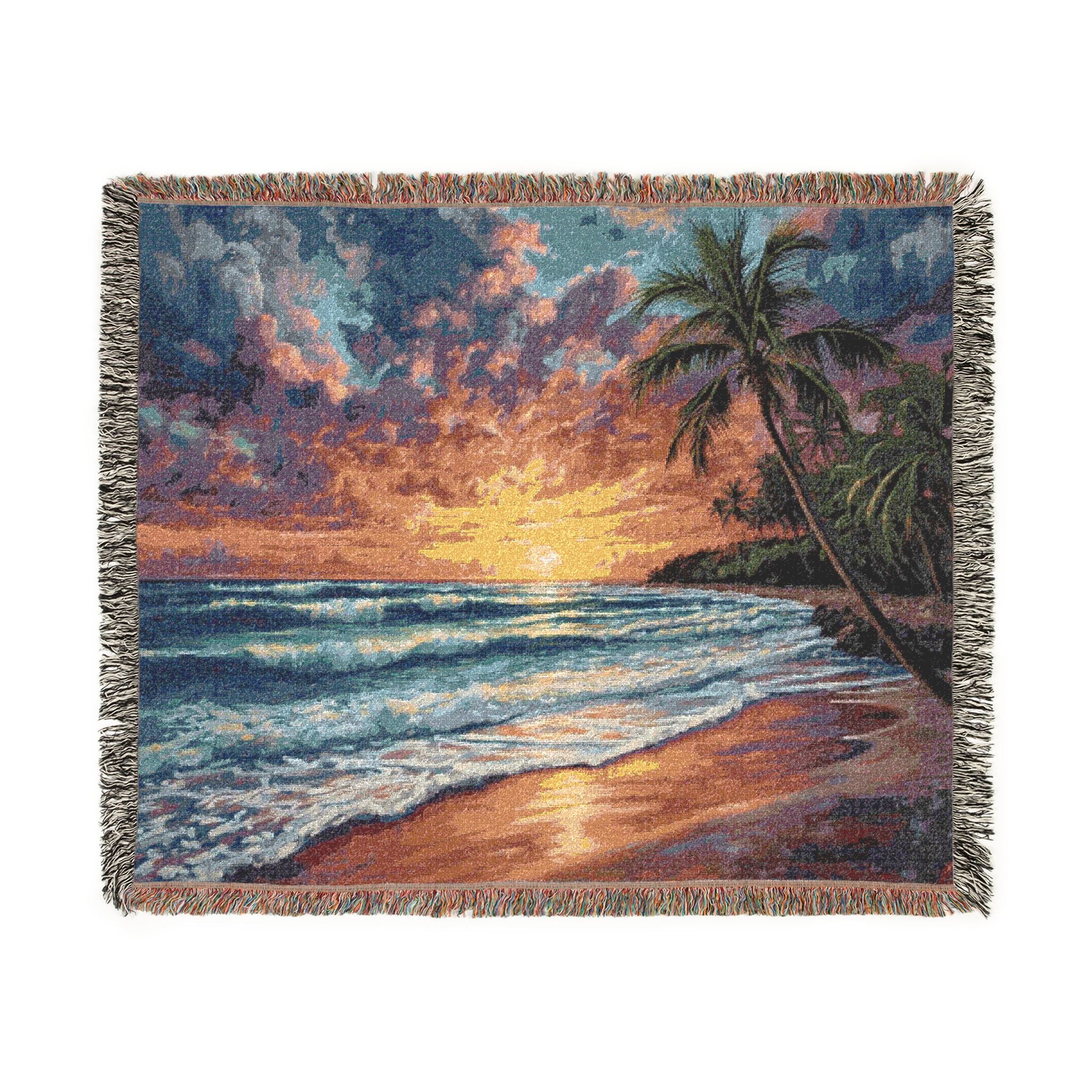 Beach Sunset Woven Blanket