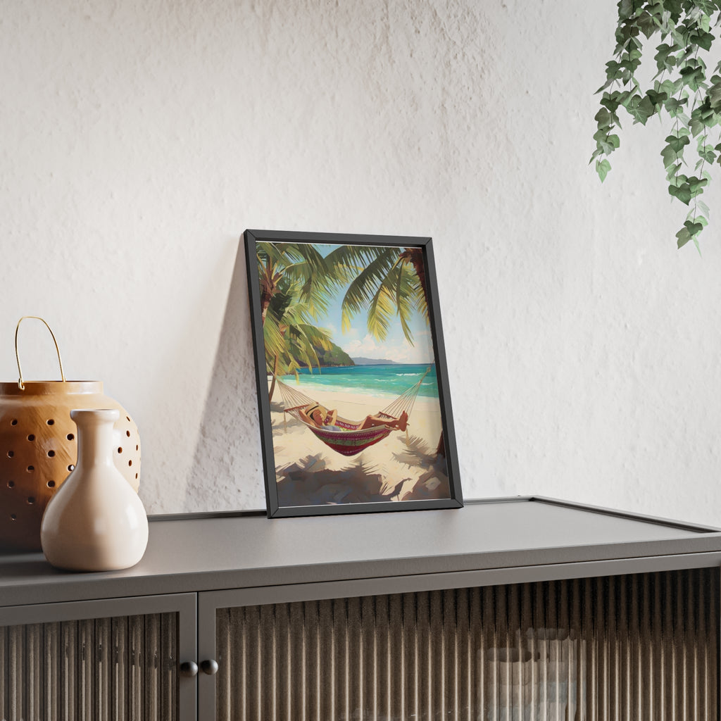 Tropical Beach Hammock Framed Poster