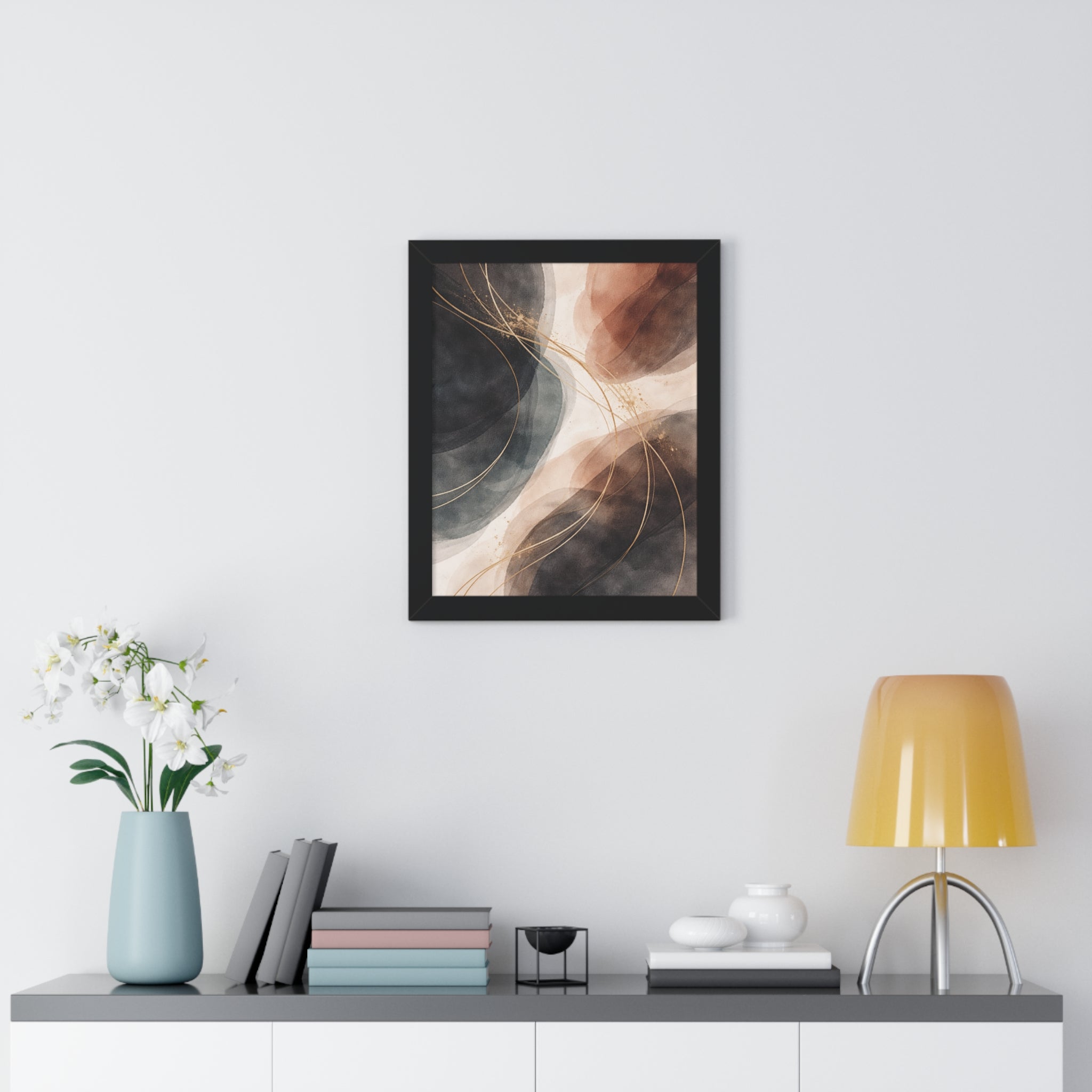 Abstract Earth Tones Framed Poster Modern Organic Wall Art Print