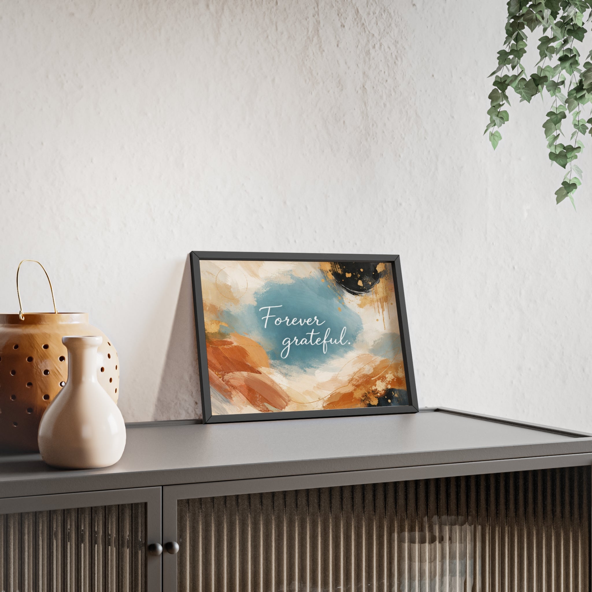 Forever Grateful Framed Poster Abstract Watercolor Wall Art