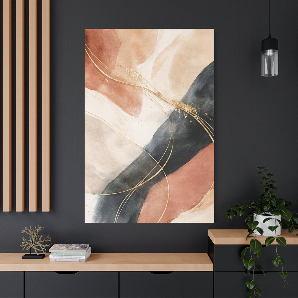 Abstract Blush & Gold Matte Canvas Print