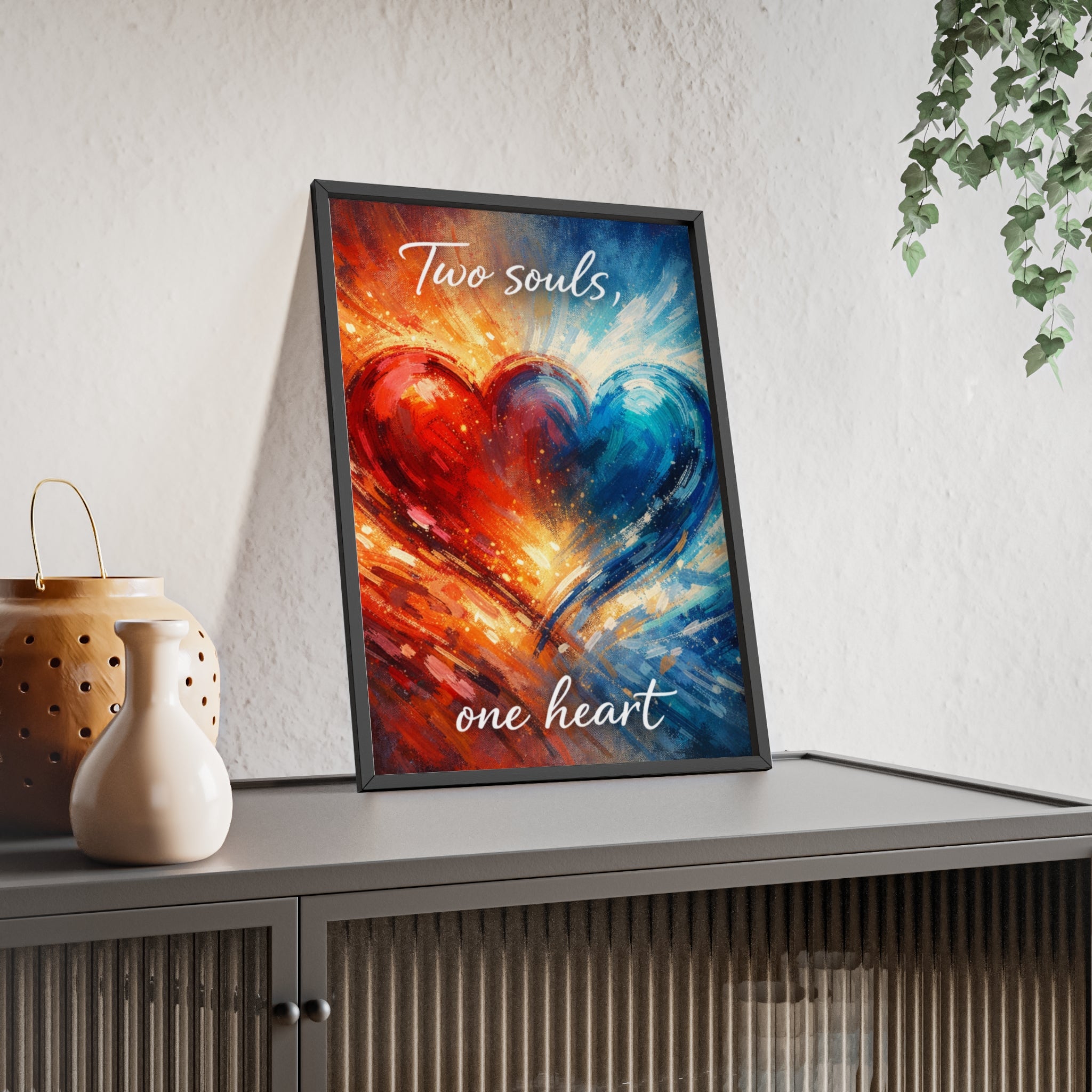Two Souls One Heart Framed Poster — Romantic Heart Wall Art
