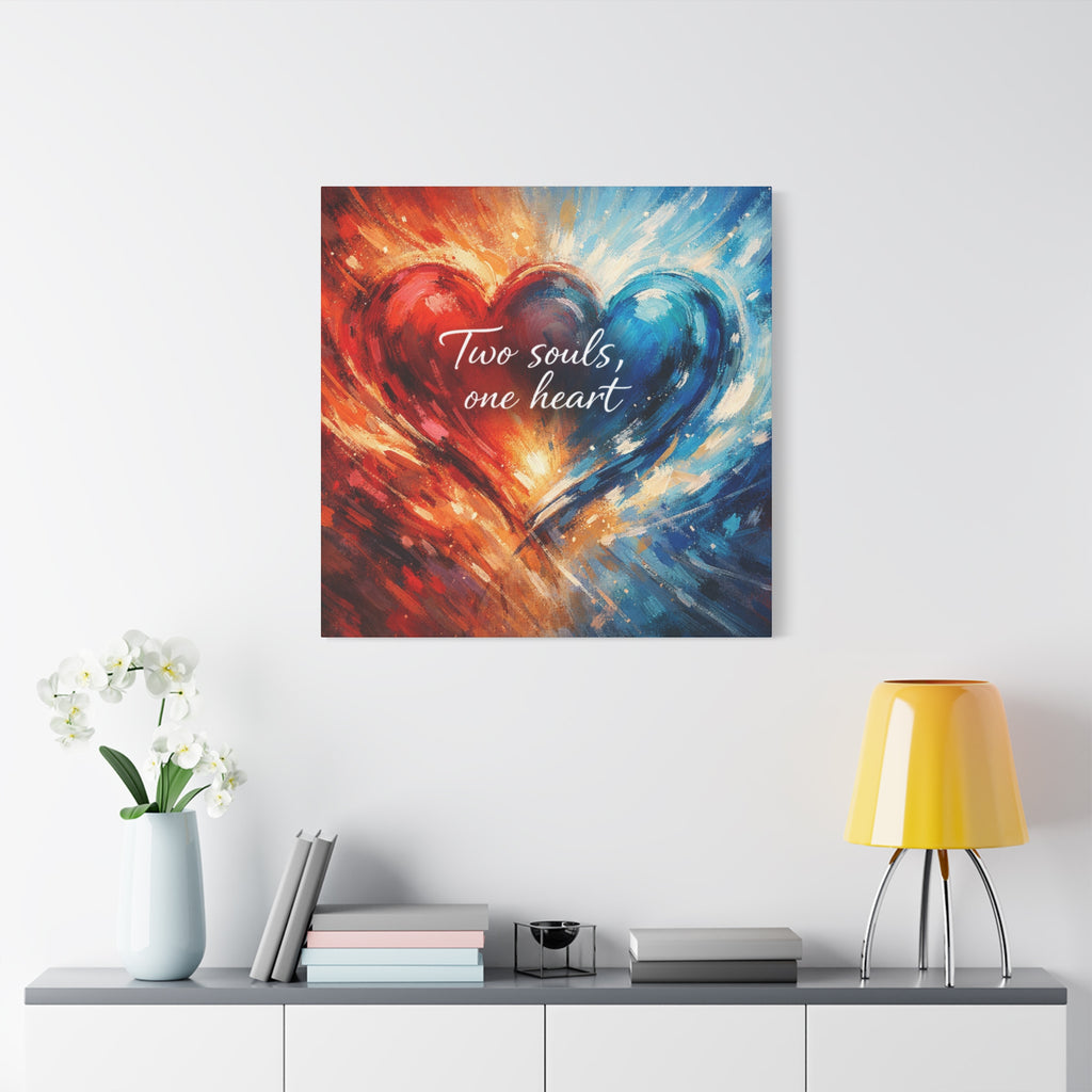 Two Souls One Heart Intertwined Heart Matte Canvas