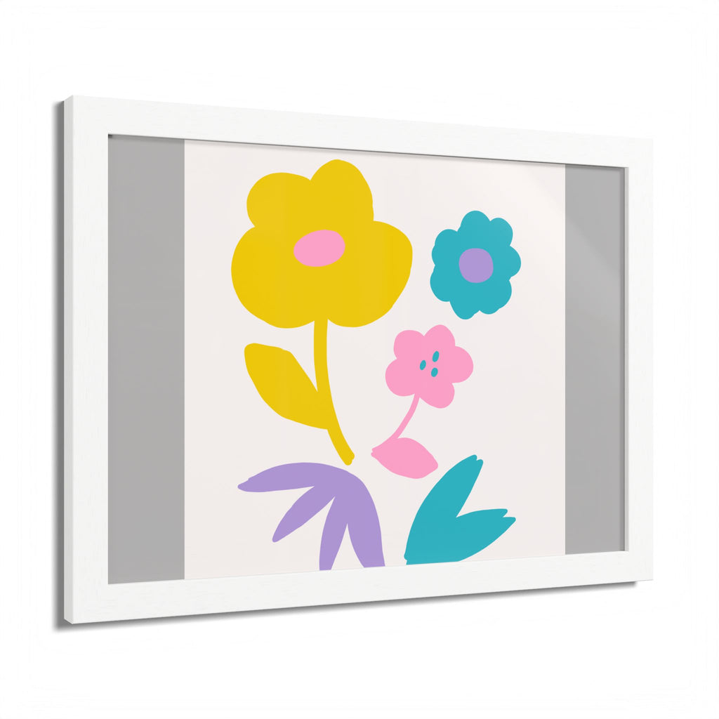 Multi-Color Floral Framed Poster