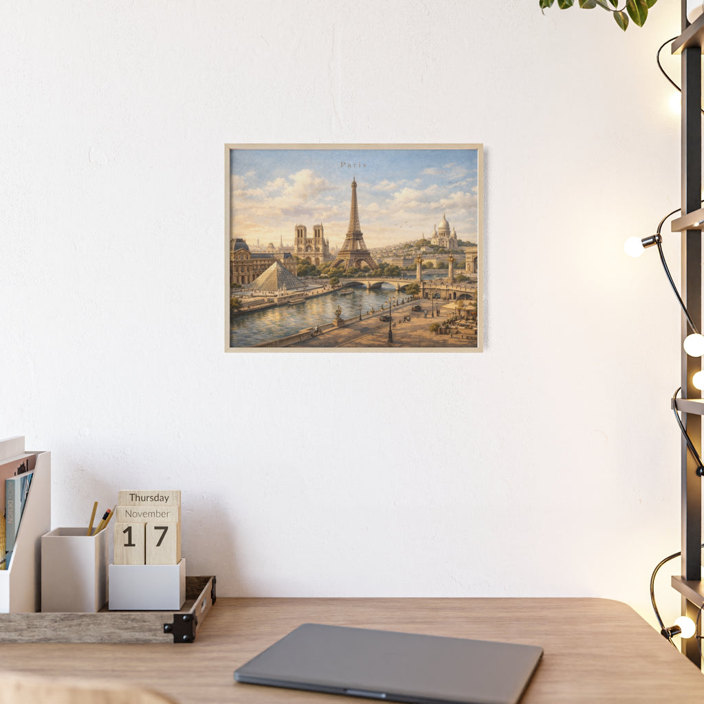 Paris Eiffel Tower Wood Framed Poster