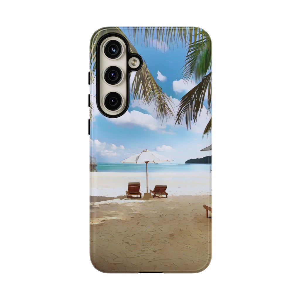 Beach Paradise Tropical Palm Beach Scene Tough Phone Case