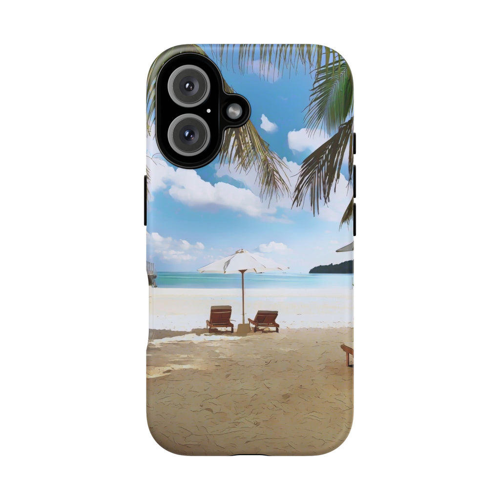 Beach Paradise Tropical Palm Beach Scene Tough Phone Case