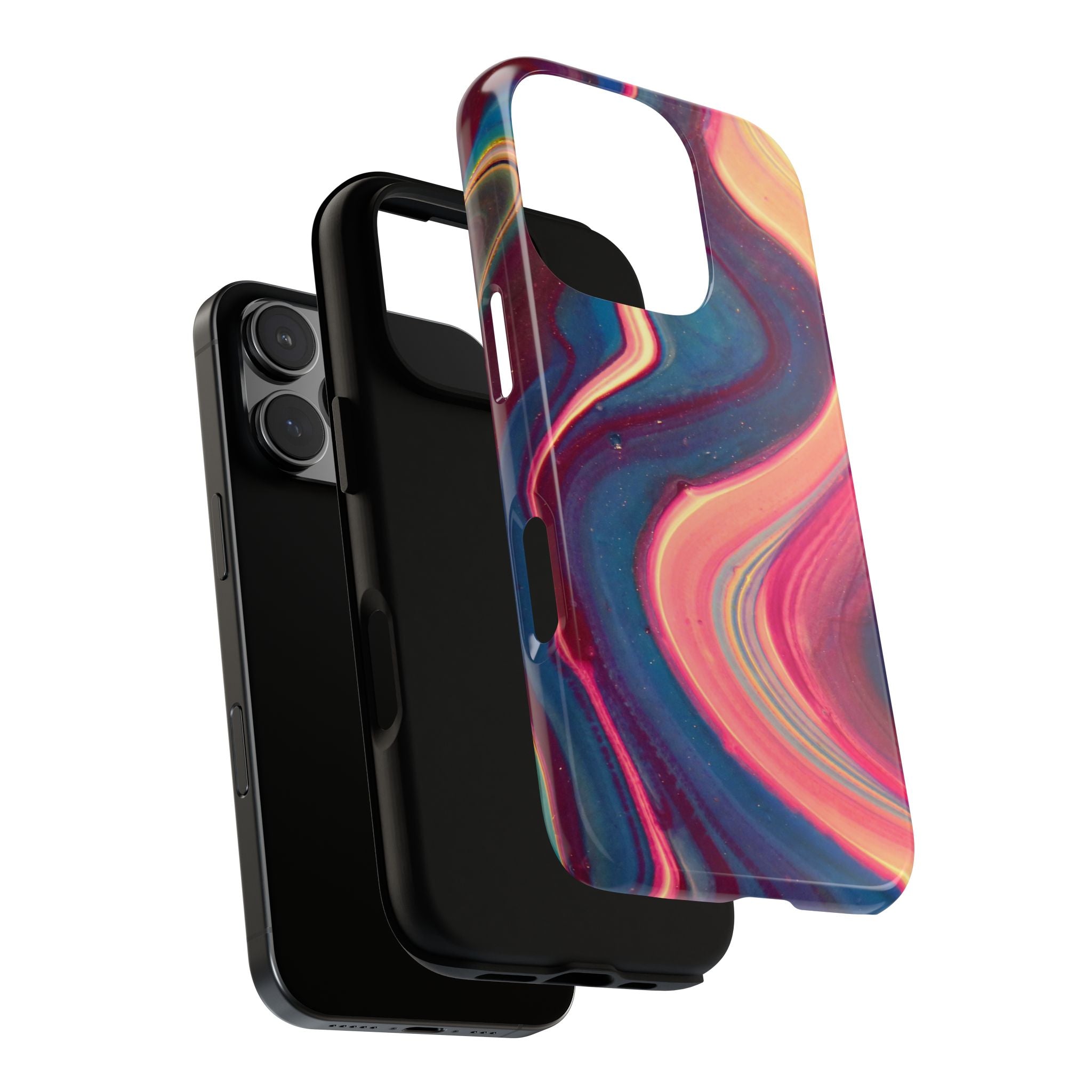 Colorful Wavy Marble Swirl Protective Phone Case