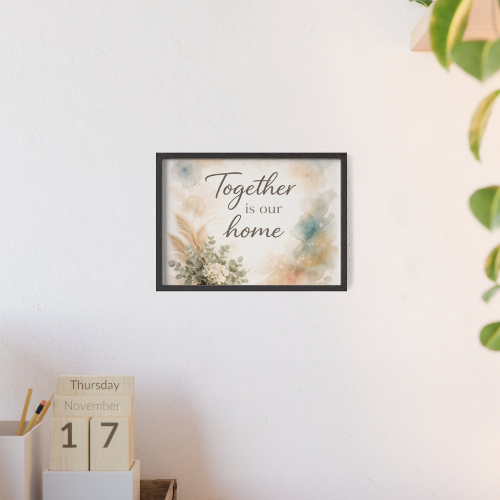 Together Is Our Home Framed Poster Cozy Watercolor Floral Wall Art