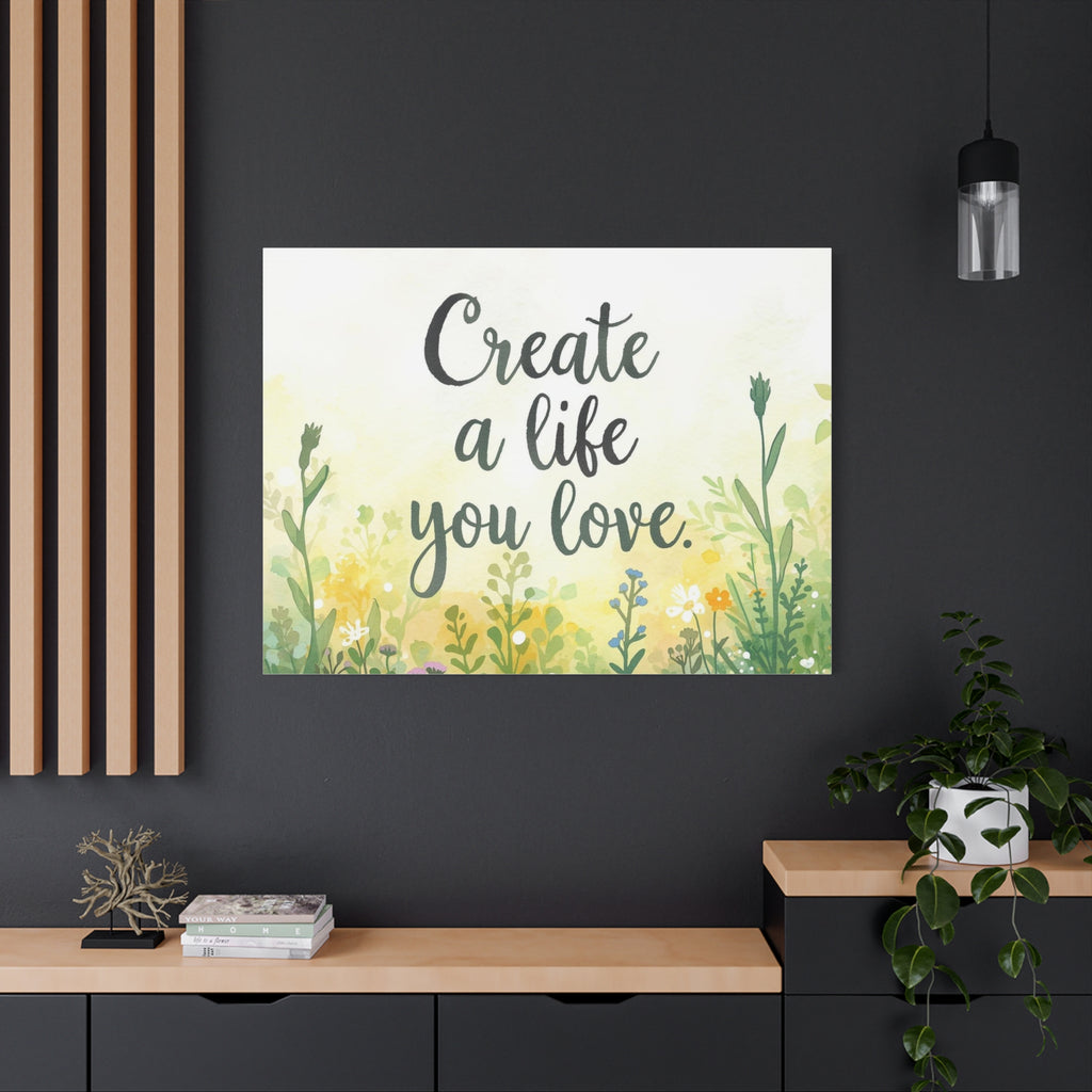 Create a Life You Love Inspirational Floral Matte Canvas Wall Art