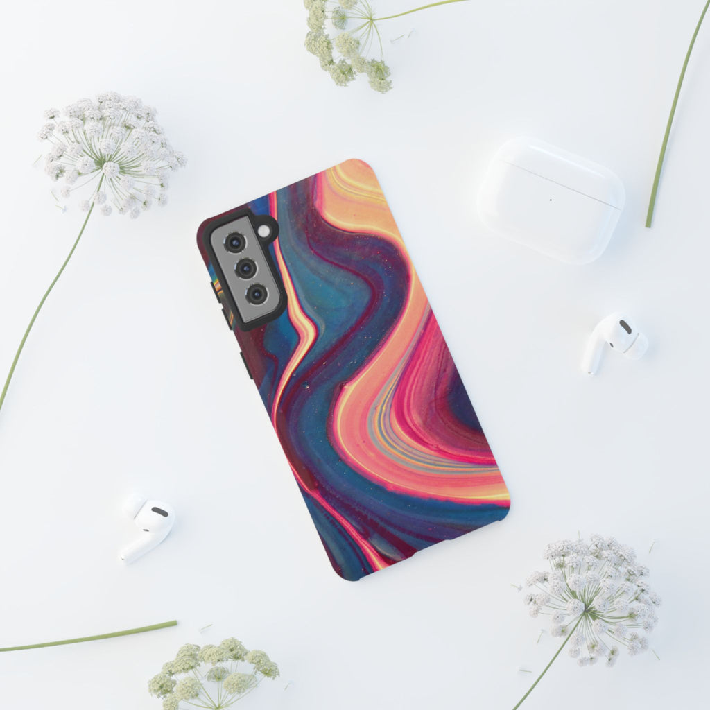 Colorful Wavy Marble Swirl Protective Phone Case