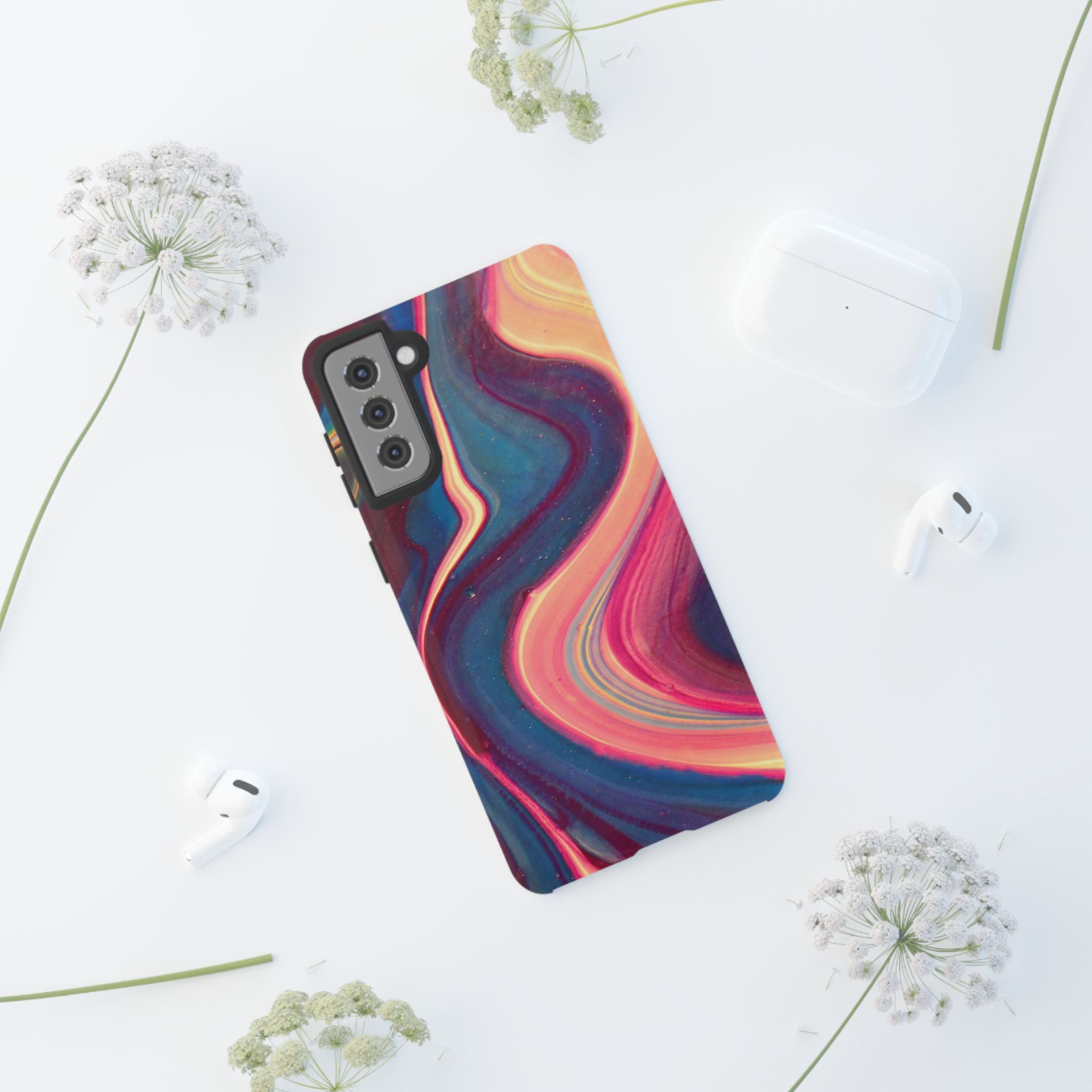 Colorful Wavy Marble Swirl Protective Phone Case