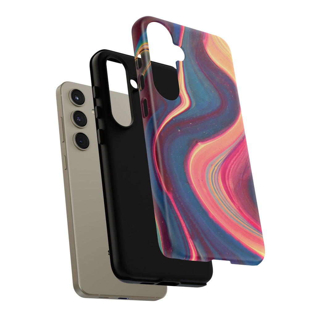 Colorful Wavy Marble Swirl Protective Phone Case