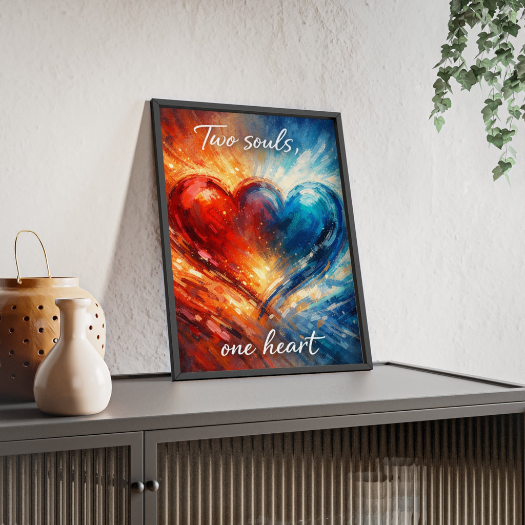 Two Souls One Heart Framed Poster — Romantic Heart Wall Art