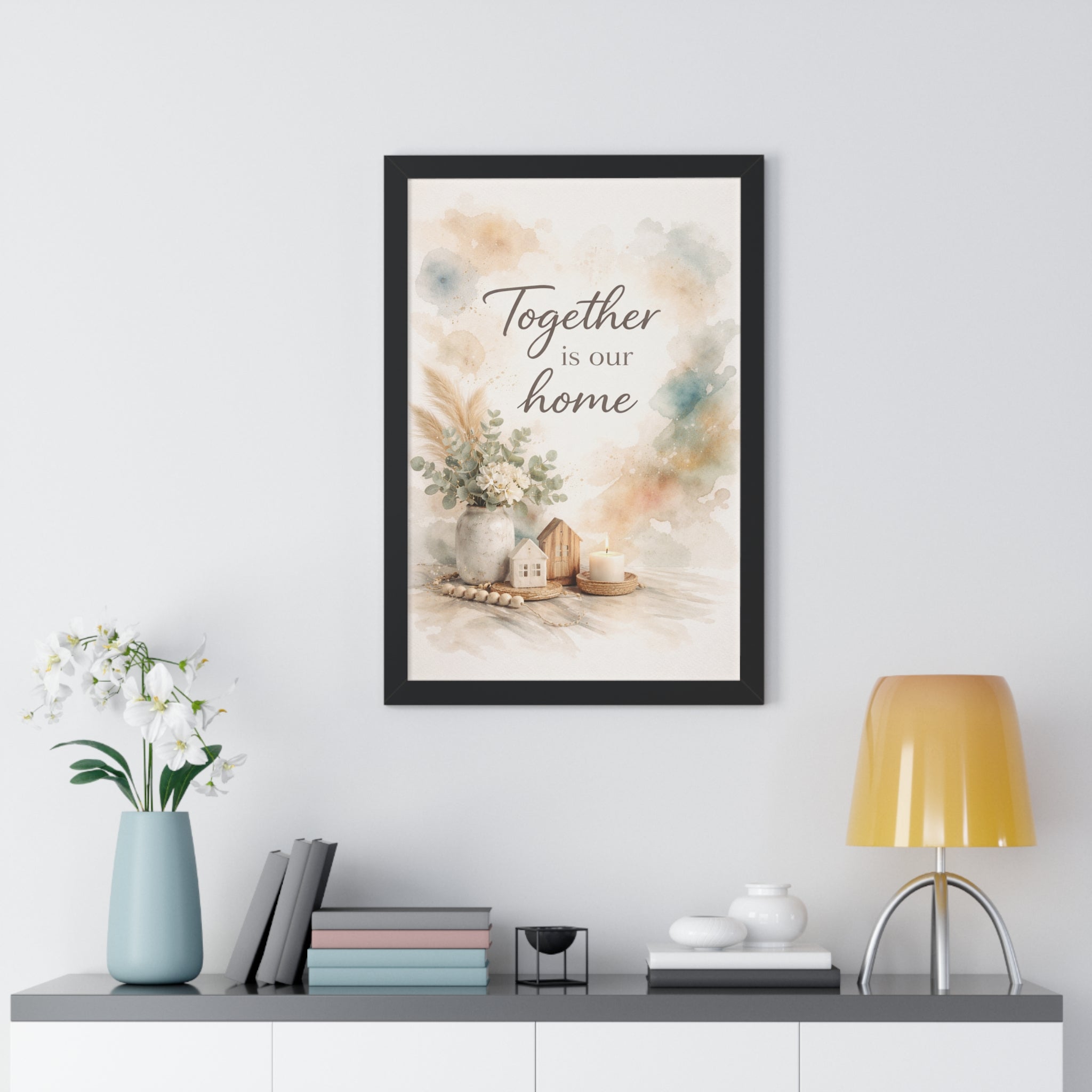 Together Is Our Home Framed Poster — Watercolor Wall Art