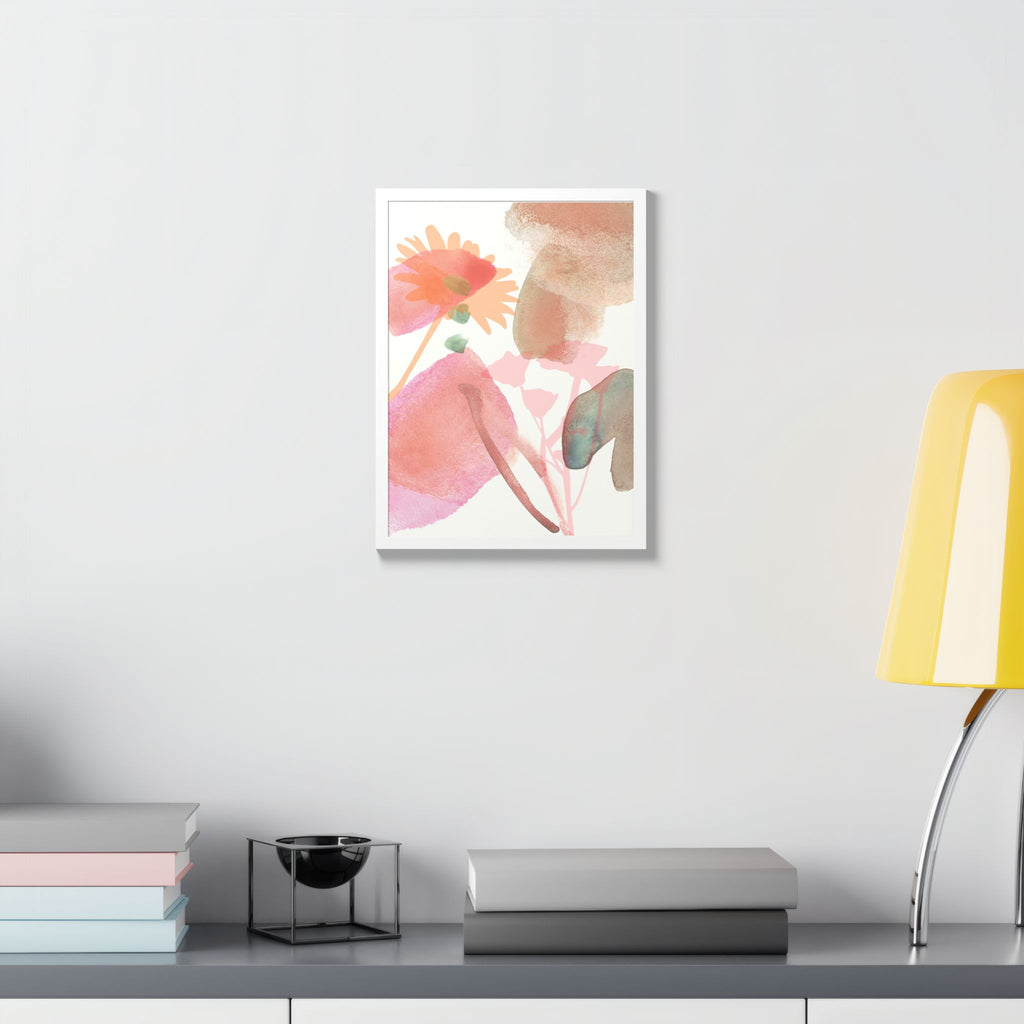 Multi-Color Abstract & Floral Design Framed Poster