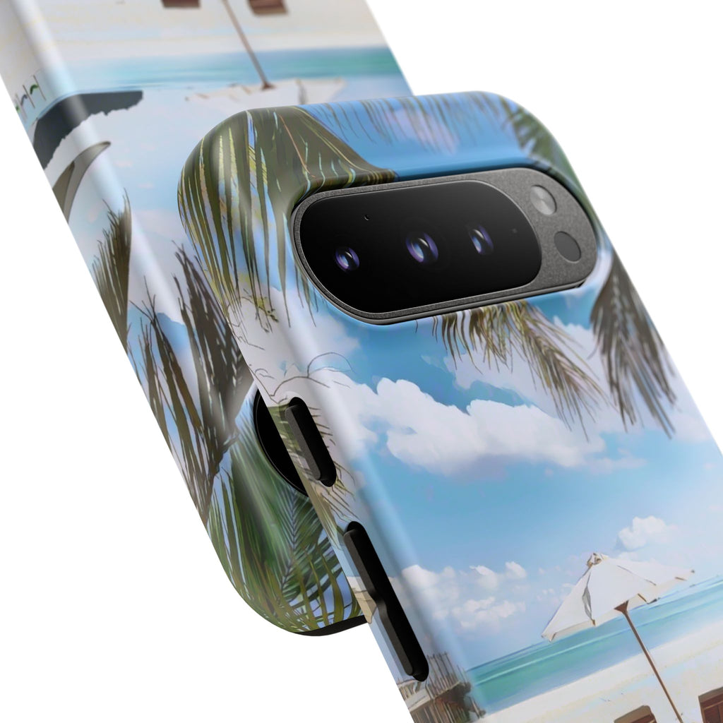 Beach Paradise Tropical Palm Beach Scene Tough Phone Case