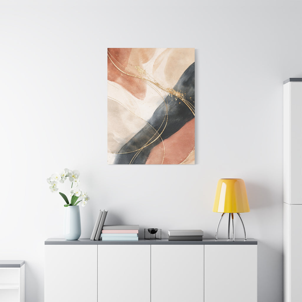 Abstract Blush & Gold Matte Canvas Print