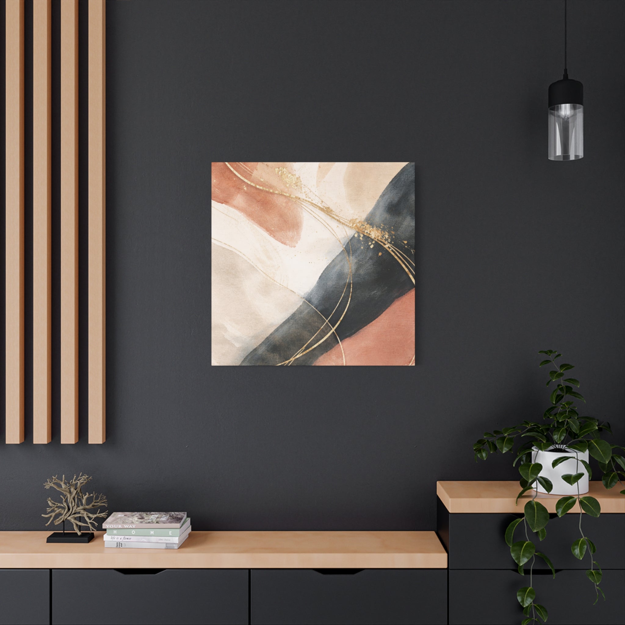 Abstract Blush & Gold Matte Canvas Print
