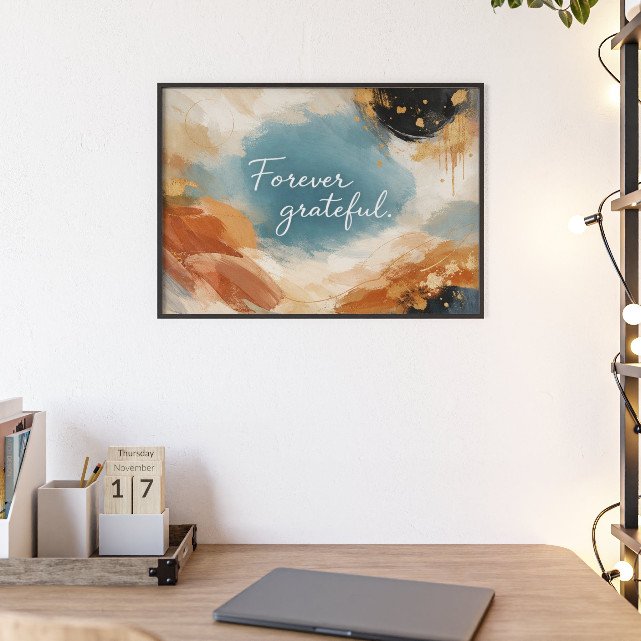 Forever Grateful Framed Poster Abstract Watercolor Wall Art
