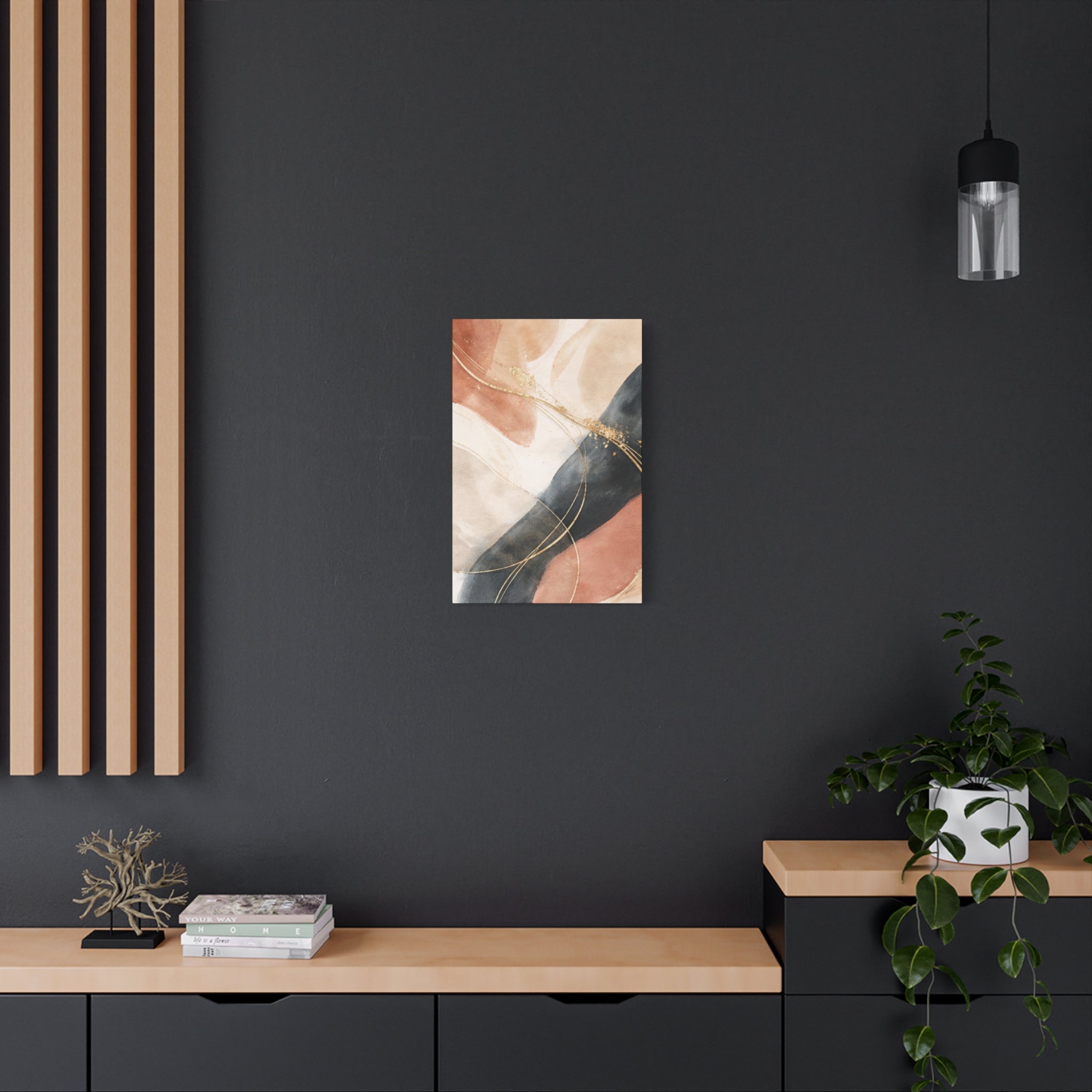 Abstract Blush & Gold Matte Canvas Print