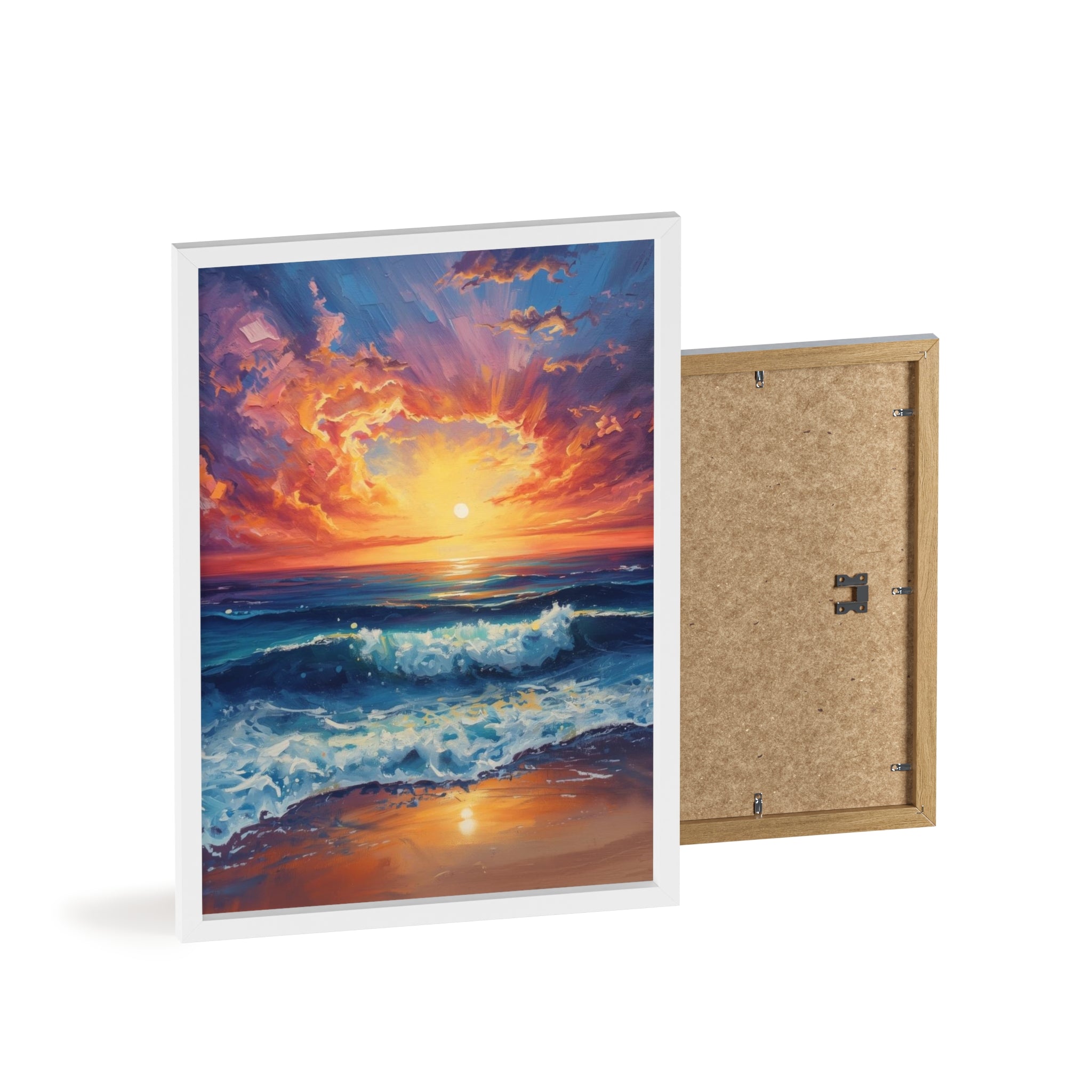 Sunset Ocean Vibrant Seascape Framed Poster