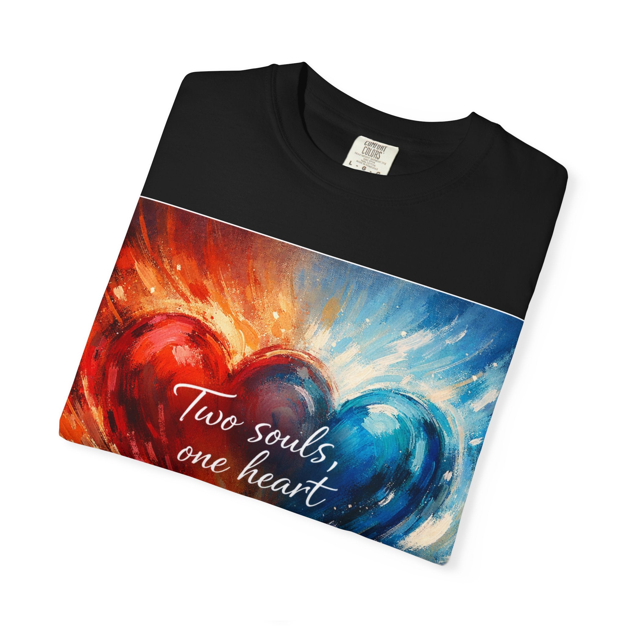 Two Souls One Heart Fiery and Ocean Heart Art T-Shirt