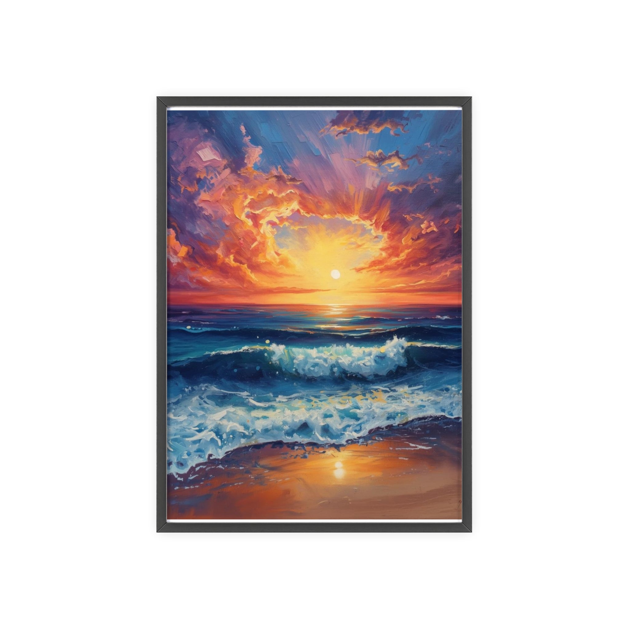 Sunset Ocean Vibrant Seascape Framed Poster