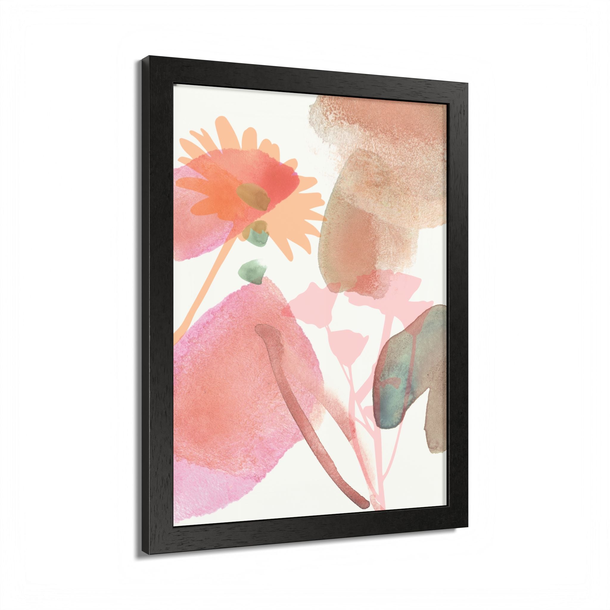 Multi-Color Abstract & Floral Design Framed Poster