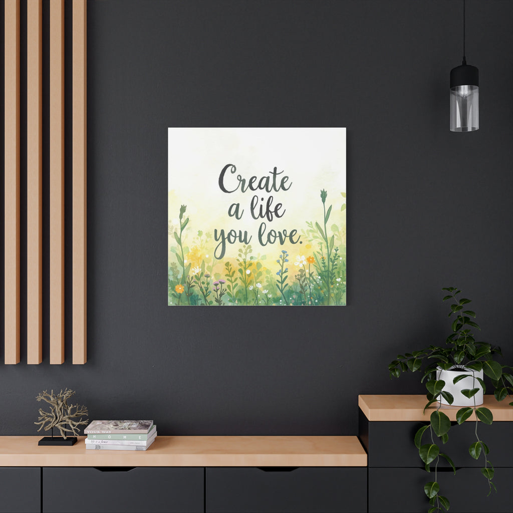 Create a Life You Love Inspirational Floral Matte Canvas Wall Art