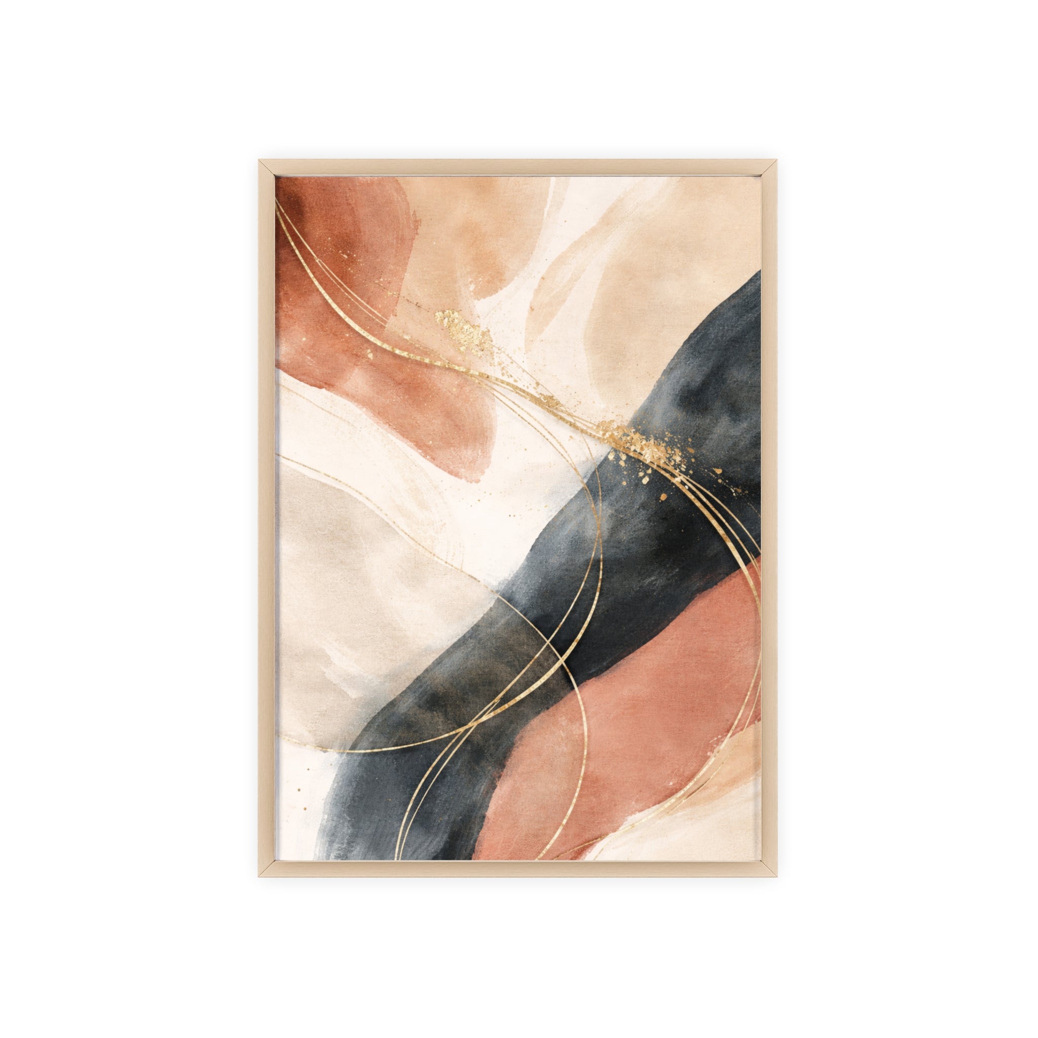 Abstract Gold Arc Framed Poster Modern Watercolor Wall Art