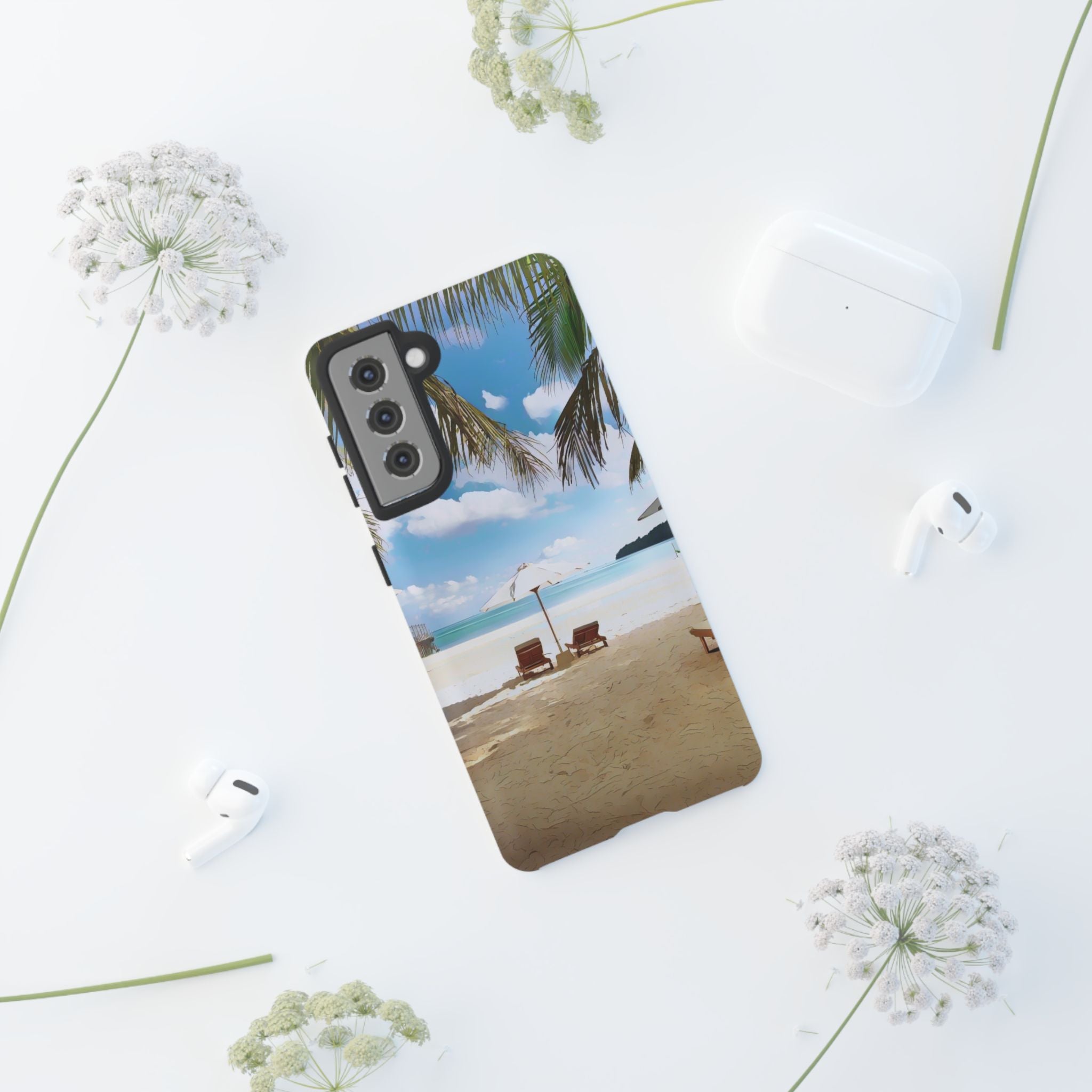 Beach Paradise Tropical Palm Beach Scene Tough Phone Case