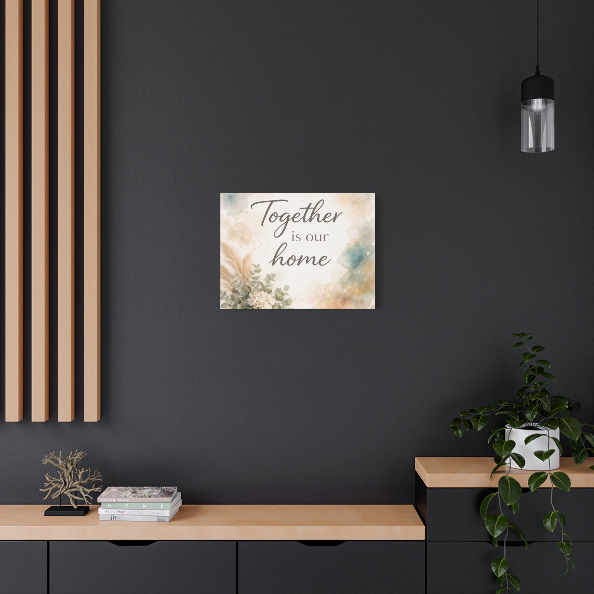 Together Is Our Home Floral Inspirational Decor Canvas Wall Art