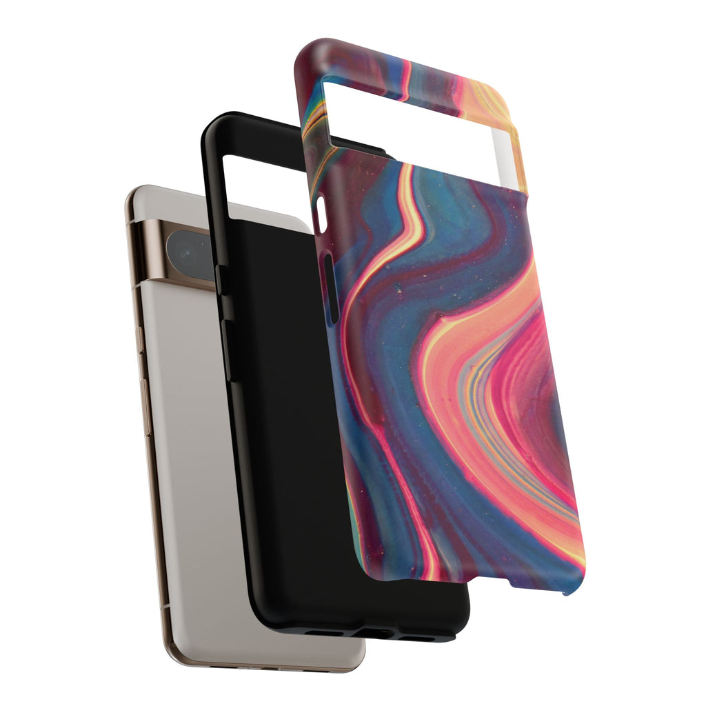 Colorful Wavy Marble Swirl Protective Phone Case