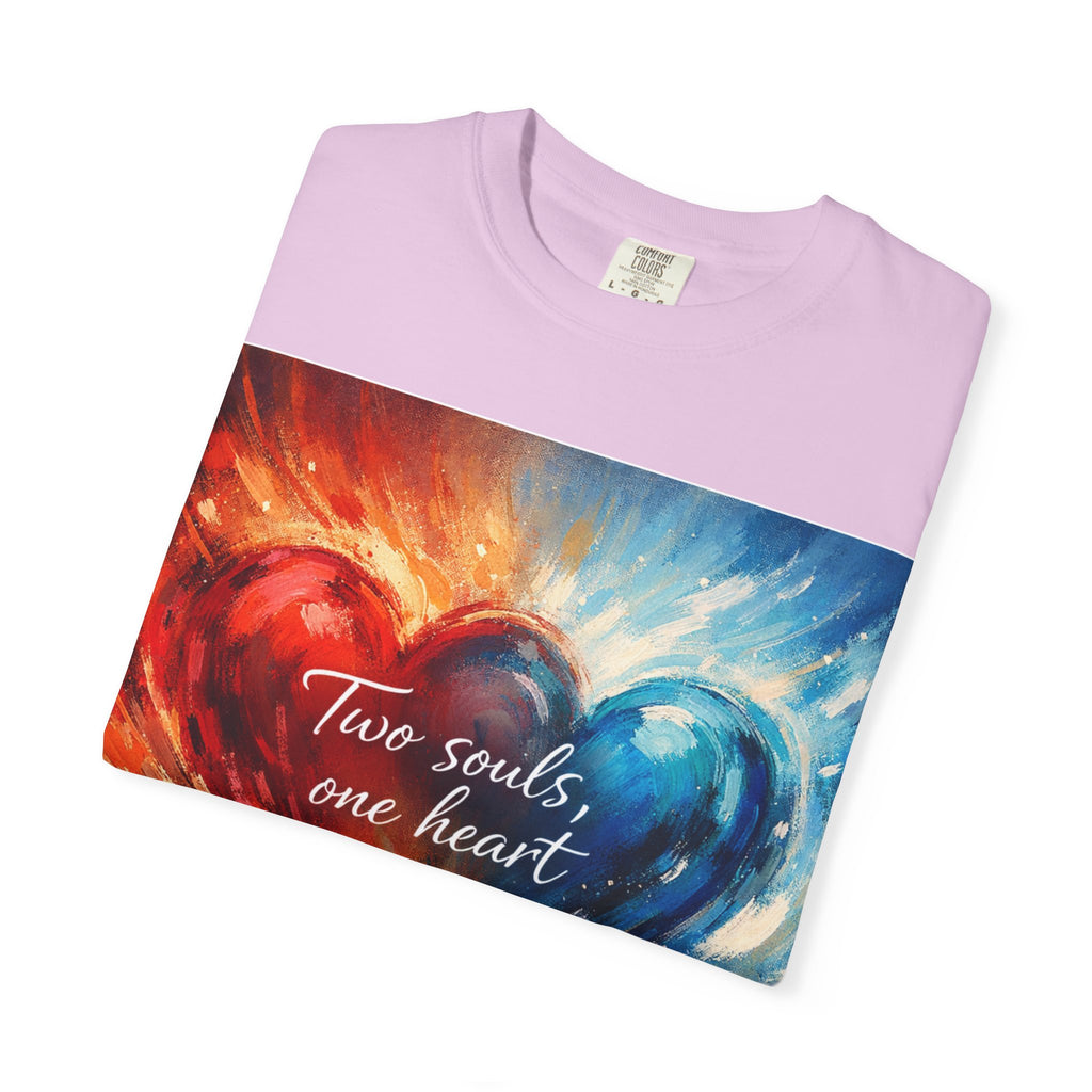 Two Souls One Heart Fiery and Ocean Heart Art T-Shirt