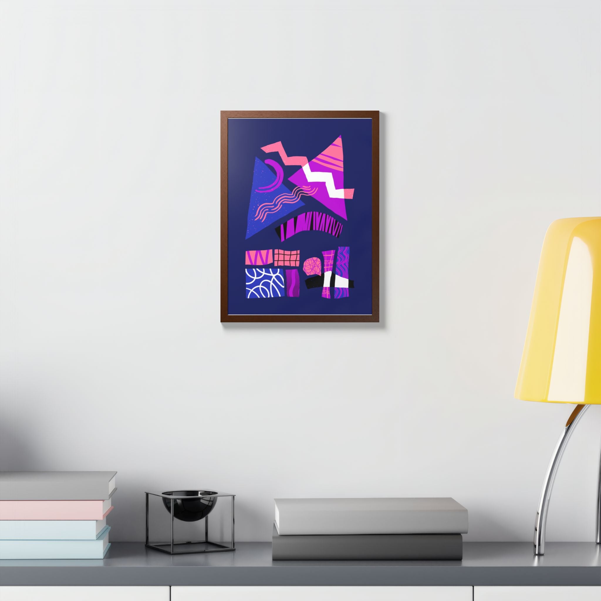 Abstract Geometric Framed Poster — Pink & Purple Modern Wall Art