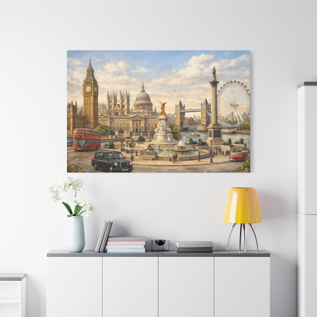 London Cityscape Matte Canvas Print Wall Art
