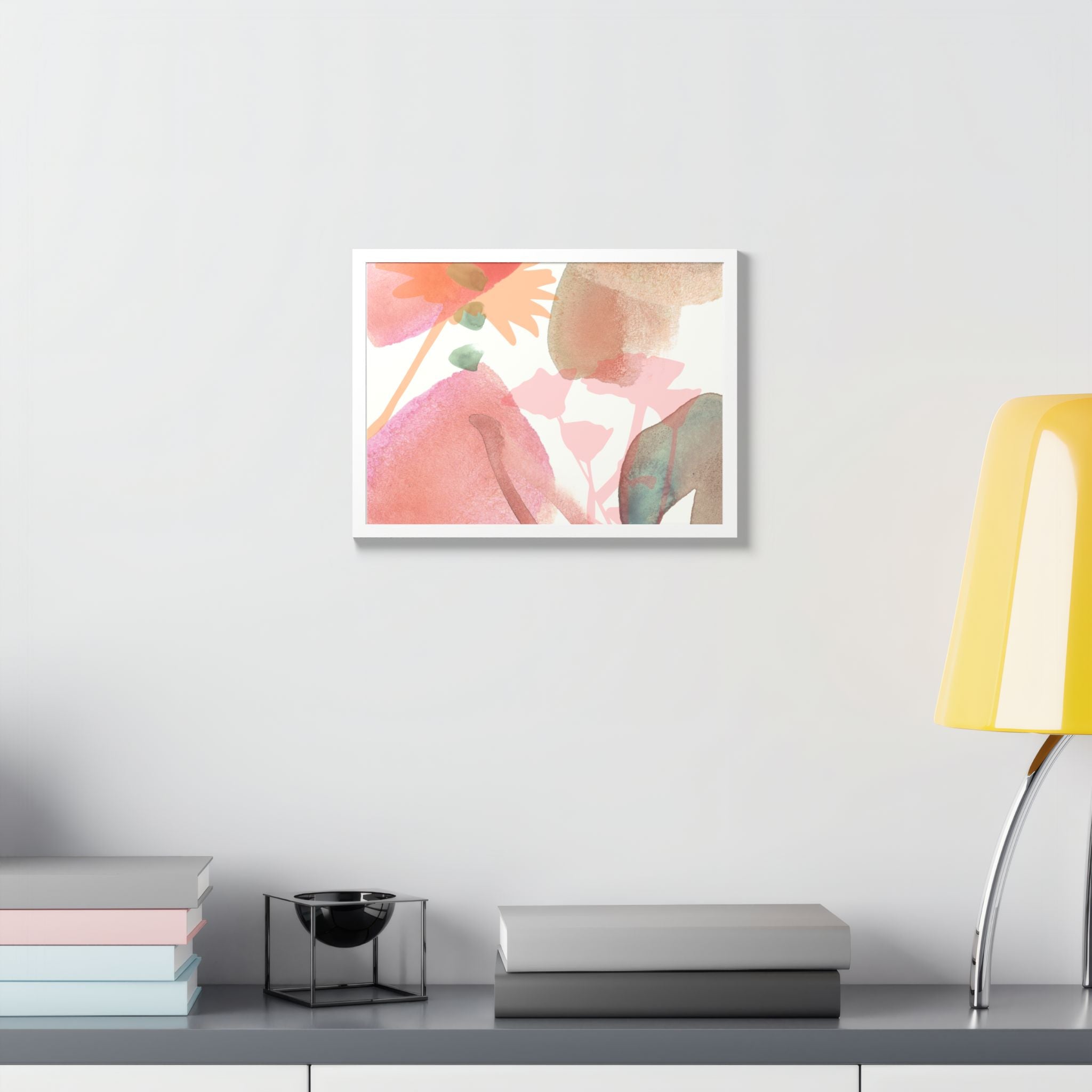 Multi-Color Abstract & Floral Design Framed Poster