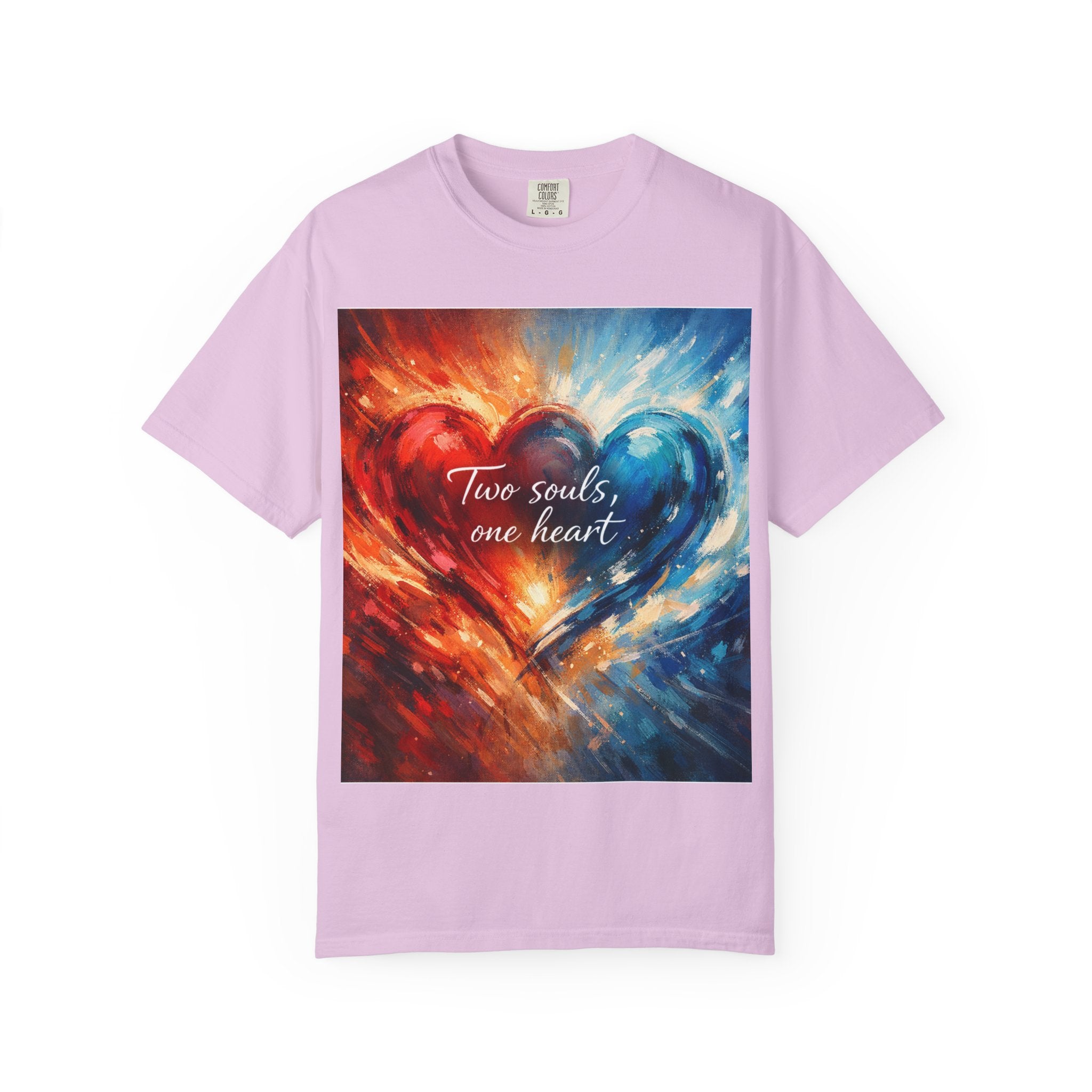 Two Souls One Heart Fiery and Ocean Heart Art T-Shirt