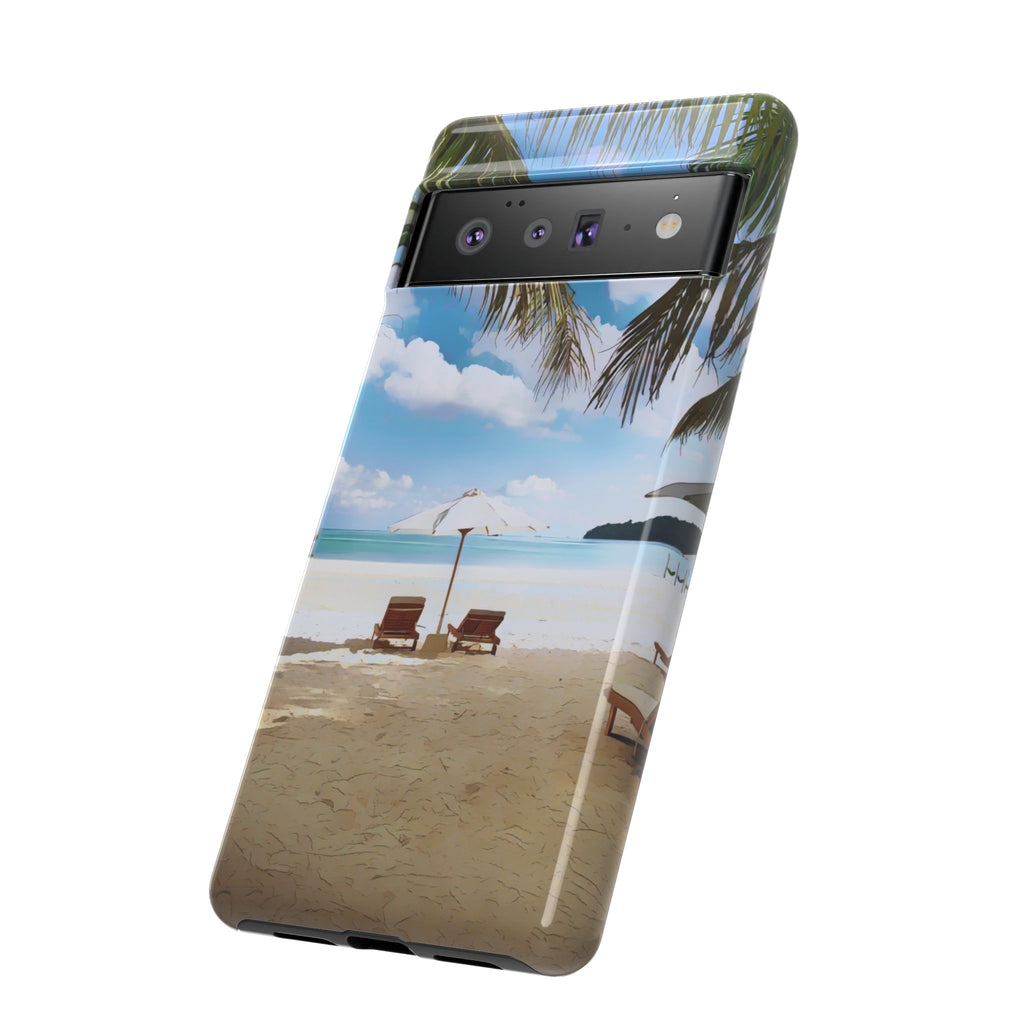 Beach Paradise Tropical Palm Beach Scene Tough Phone Case