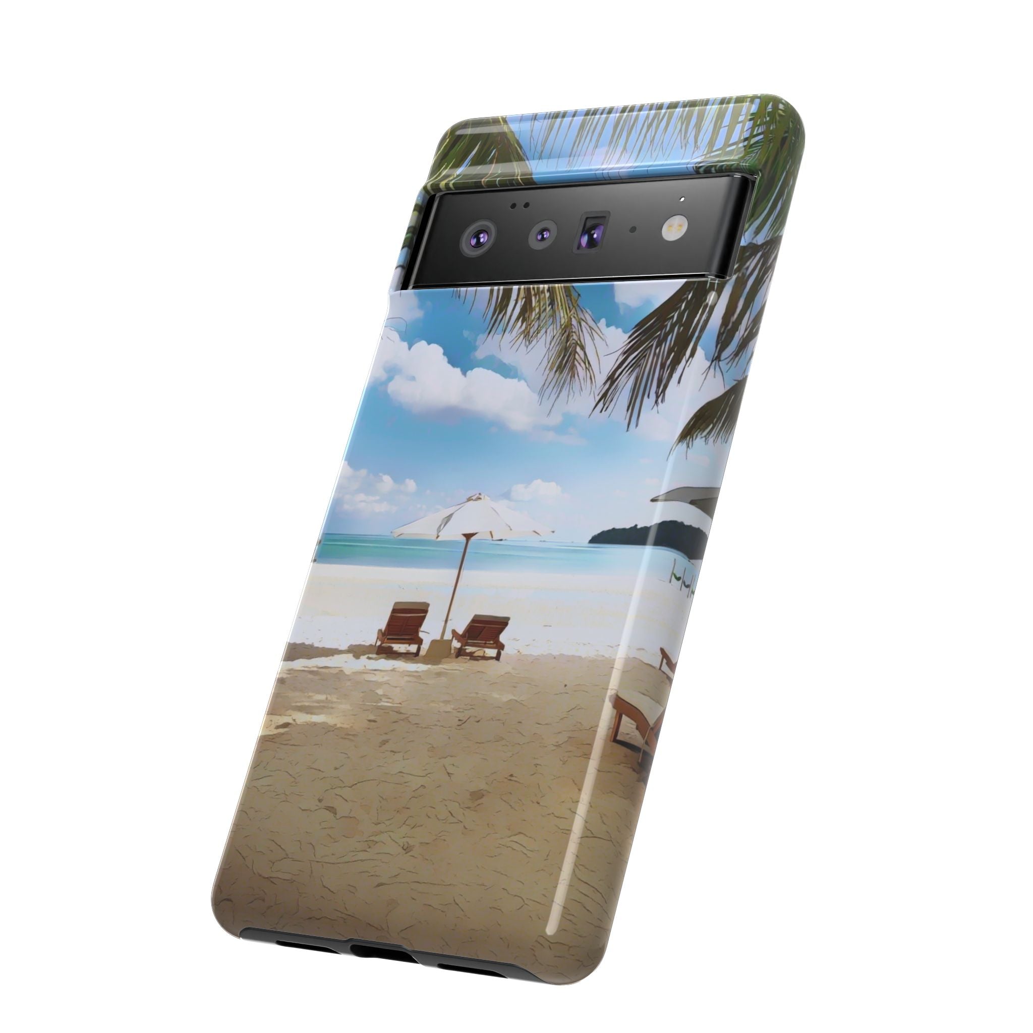 Beach Paradise Tropical Palm Beach Scene Tough Phone Case
