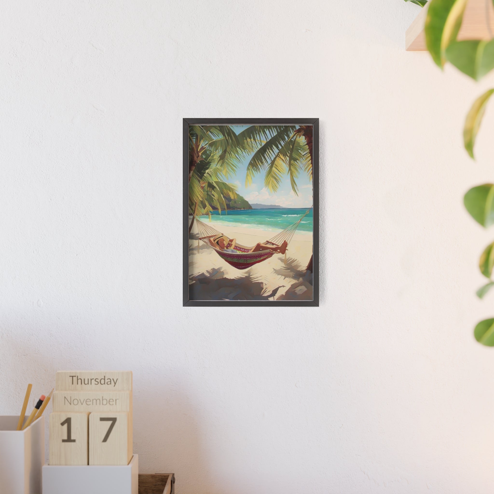 Tropical Beach Hammock Framed Poster