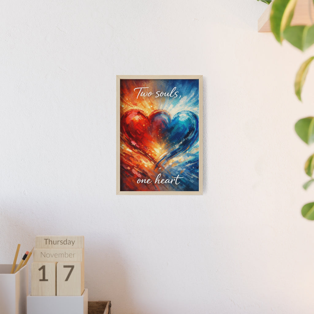 Two Souls One Heart Framed Poster — Romantic Heart Wall Art